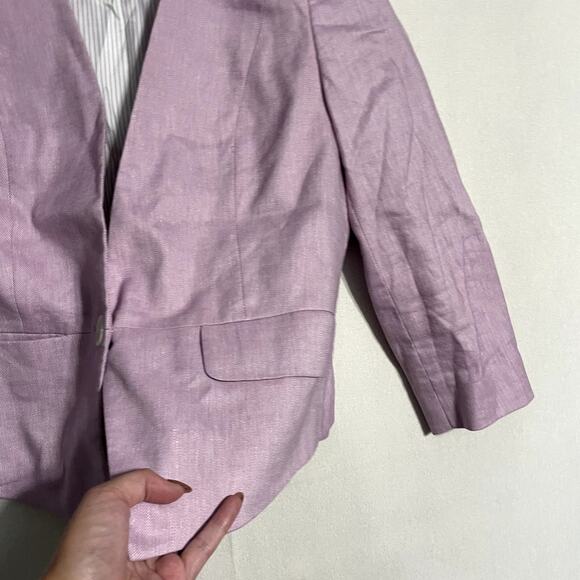 Express Women's Lilac Linen Blend Single Button Blazer Jacket - Size 6 - Picture 5 of 8